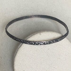Vintage 835 Silver Bangle Bracelet Floral Design